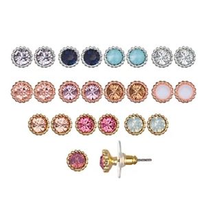 LC Lauren Conrad NEW Tri Tone Simulated Stone Earring Set,  NET